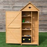 COSTWAY-Wooden-Garden-Shed-with-Slope-Roof-and-Lockable-Door-5-Shelves-Outdoor-Tool-Storage-Cabinet-in-Nature-70cm-X-355cm-X-176cm-0