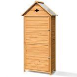 COSTWAY-Wooden-Garden-Shed-with-Slope-Roof-and-Lockable-Door-5-Shelves-Outdoor-Tool-Storage-Cabinet-in-Nature-70cm-X-355cm-X-176cm-0-7