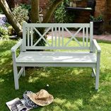 Wooden-Garden-Bench-2-Seater-Solid-Wood-Sage-Green-Outdoor-Seat-Traditional-Furniture-0